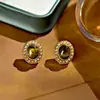 Pendientes Versátiles Ovalados de Ojo de Tigre y Turquesa con Estilo Maillard de Alta Gama, Modelo Nuevo para Mujer, Pendientes con Cierre de Plata S925