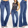 Temu Amazon Comércio Exterior Transfronteiriço Moda Feminina Europeia e Americana Jeans Flare Longo Rasgado de Cintura Baixa para Mulheres