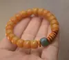 Suministro en Vivo de Pulseras de Bodhi Naturales Envejecidos, Bodhi Amarillo Aceite de Pollo de Jade Blanco Pulseras de Bodhi de Cuentas Cilíndricas de Círculo Único al por Mayor