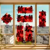 Pegatinas Electrostáticas de Caligrafía Especial para Habitaciones de Boda con Palabras Felices, Puertas y Ventanas de Cristal, Pegatinas de Ventana Florales, Suministros Decorativos para Bodas