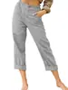 Moda femenina europea y americana TEMU nuevos pantalones largos casuales de algodón y lino de color liso, holgados, de cintura alta, pierna recta, pantalones capri para mujer