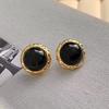 Pendientes de resina con diamantes de oro negro y amor para mujer, de otoño e invierno, ligeros, elegantes y de lujo, de alta gama, combinables con todo.