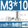 Tornillo Hexagonal Exterior de Acero Inoxidable 316 Perno Hexagonal Exterior M3M4M5M6M8M10M12M14M16M18M20M24
