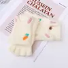 Venta al por mayor del fabricante Guantes de Conejo Otoño e Invierno para Mujer Cálidos Jacquard Guantes de Zanahoria Medio Dedo Pelo de Visón Imitación Personalización