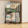 Estante de Livros Debaixo da Mesa, Carrinho de Armazenamento Móvel, Estante para Sala de Estar, Estante de Chão Multicamadas para Quarto, Sala de Estar, Armazenamento de Lanches