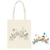 Bolsa Infantil Portátil para Compras e Pintura DIY, Material Artesanal para Jardim de Infância, Bolsa de Lona para Pintura e Colorir