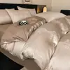 Conjunto de Quatro Peças Jacquard de Cetim de Algodão de Fibra Longa com 50 Contagens, Conjunto de Três Peças de Cama de Algodão Puro, Lençol e Capa de Edredom com Toque de Luxo Leve de Alta Qualidade