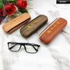 Caja de gafas ópticas para miopía de estudiantes caja de gafas de cuero con veta de madera de hierro caja de gafas de hierro comprimido al por mayor para palabras