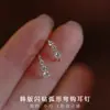 Pendientes Curvos de Tres Diamantes para Mujer, Estilo Coreano, Sencillos, Compactos, Exquisitos y Brillantes, Pendientes de Diseño Sencillo para Mejores Amigas