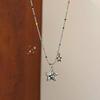 Collar Colgante Estrella de Cinco Puntas con Perlas de Arroz de Nuevo Color Coreano Zirconia para Mujer Retro Personalizado Simple Versátil Elegante