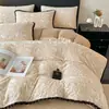 Nuevo juego de ropa de cama de cuatro piezas de terciopelo de leche, todo mate, con efecto desgastado, 2026