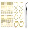Transfronterizo 180 3 piezas 4/chapado en plata/chapado en oro calcomanías joyería falsa de perforación Amazon temu venta caliente