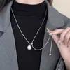 Acero de Titanio Lujo Ligero Moda Simple Collar de Perlas Nuevo Diseño de Nicho de Gama Alta Cadena para Suéter Colgante Accesorio Versátil