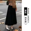 Saia midi de veludo cinza para mulheres, outono/inverno, cintura alta, corte A, plissada, perfeita para tipos de corpo pera, cobre os quadris e fica ótima