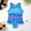 Traje de baño de 2023 para niños de Europa y América con estampado de escamas de pez, volantes y degradado, traje de baño de aguas termales.