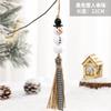 Decoraciones navideñas Colgante de árbol de Navidad muñeco de nieve blanco Borla de cuerda escocesa Cuerda 16 mm colgante de cuenta de madera de muñeco de nieve