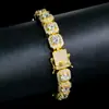 Pulseira Estilo Ci Cheng Amor Reverso Doce de Rocha de Luxo Leve Hip-Hop Ins Masculina Cubo de Açúcar Diamantado Completo de Alta Qualidade