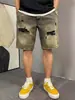 Versátiles nuevos shorts de mezclilla de verano para hombre, estilo coreano modernos rotos casuales de pierna recta pantalones de marca de moda, amarillos en stock