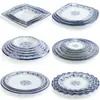 Plato de porcelana azul y blanco Kaibaiya plato hondo vajilla de hotel restaurante plato para saltear plato para arroz cubierto plato de melamina A5 imitación porcelana