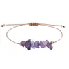 Pulsera Popular Europea y Americana de Piedra Cruda Irregular con Hilo de Cera Tejido Bohemian Ojo de Tigre Amatista Cuerda de Mano de Playa