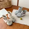 Invierno 2026 Nuevas Botas de Cuero Forradas de Felpa Estilo Princesa para Niñas Lindo Moño Moda Infantil Botines Cortos de Algodón de Dos Capas con Pedrería