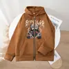 Moletom com zíper e estampa de urso Y2K, modelo street style casual e folgado, lançamento 2023.