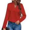 Estação Independente 2024 Desejo Amazon Estilo Quente Outono Simples Casual Cor Pura Gola V Solta Blusa Top para Mulheres