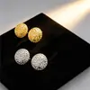 Pendientes Transfronterizos Populares Europeos y Americanos de Acero Inoxidable con un Toque de Lujo, Chapados en Oro de 18 Quilates, Textura Geométrica, Pendientes Redondos, Venta al por Mayor de Joyería