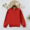 Sudadera Redonda Pequeña de Felpa para Niños Sudadera de Color Sólido Hombros Caídos Sudadera Redonda para Niños Suéter de Algodón de Manga Larga