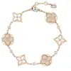 Novo Pulseira de Trevo de Quatro Folhas Transfronteiriço Lu, Ouro V Branco Concha Branca Seis Folhas, Luxo Leve Banhado a Ouro 18K Rosa CNC Trevo de Quatro Folhas Design de Cinco Folhas