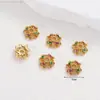 Cobre Chapado en Oro de 18 Quilates Zircón Flor Tapa Espaciadora Accesorios Componentes para Joyería DIY Espaciador de Cuentas Tapa Flor Materiales