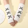 6 Guantes de Lazo para Mujer, Tejidos Cálidos de Otoño e Invierno Estilo Universitario Y2K de Longitud Media Calentadores de Brazos sin Dedos con Mangas Apiladas