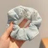 Scrunchie lenço quadrado estilo pastoral francês para meninas e crianças, elástico de cabelo doce com laço para coques, acessório de cabelo