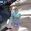 Lindo Creativo Colorido Cristal Gradiente Oso Sentado Llavero de Coche para Mujer Exquisito Dibujo Animado Pareja Colgante Pequeño Regalo
