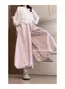 Pantalones Falda Florales Rosa Dopamina para Mujer, Verano Tallas Grandes, Estilo Perezoso, Caídos, Holgados Casual de Pierna Ancha Estilo Linterna