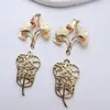 Colgante de Hoja de Ginkgo Flor Hoja Dorada Chapada en Cobre Conservante del Color DIY Hecho a Mano Borla Dinastía Han Accesorios de Joyería Antigua