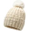 Chapéu de Tricô com Bolas de Pelo Novo Europeu e Americano para Outono e Inverno com Forro de Lã Chapéu de Lã Feminino para Exterior Jacquard de Pérola Pulôver Bola de Pelo Feminino