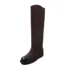 Botas de montar de tubo alto a la moda y sencillas de estilo británico de 3,5 cm, nuevo modelo otoño e invierno 2026, punta redonda, tacón grueso, botas altas hasta la rodilla