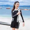 Traje de baño de manga larga para mujer, con protección solar, adelgazante, para surf y aguas termales.