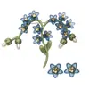 Qingdao al por mayor planta pintura verde nomeolvides broche corsage de dama pendientes de plata 925 pendientes de perlas