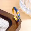Anillo Transfronterizo Europeo y Americano Retro Esmalte Flor Anillo Diseño de Moda Versátil Exquisito Anillo de Gama Alta Accesorios
