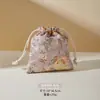 Flor de Granado Joyería Vintage Bolsa de Terciopelo Pulsera y Anillo Dorados y Plateados Collar de Perlas Bolsa para Guardar Joyas Cierre de Cordón