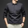 Nueva camisa de pana de manga larga para hombre, primavera y otoño, casual de negocios, de alta gama, a rayas, sin planchar, casual