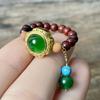 Anillo de Mujer de Palosanto Luz de Lujo Red de Subastas Anillo de Caoba Moda Personalidad Nicho Ajustable Voz Vibrante Suministro en Vivo