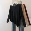 Novo suéter de tricô assimétrico de um ombro estilo coreano para mulheres plus size com mangas morcego, top pullover casual e macio