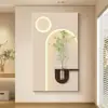 A pintura e escultura em arenito da Galeria de Arte Qiaojia é uma pintura decorativa para o hall de entrada, adequada para cultivar plantas verdes, e apresenta uma parede de fundo iluminada.