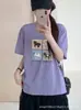 Camiseta Feminina Loose de Algodão Bambu com Gola Redonda e Manga Curta de Guangzhou, Versátil e Emagrecedora, Direto da Fábrica