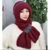 Gorro de Lana Tejido Cálido para Otoño e Invierno para Mujer, Gorro con Protección para los Oídos para Mamá Ciclista, Gorro Integrado con Bufanda, A Prueba de Frío
