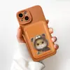 Lindo Soporte Magnético para Tarjetas Magsafe de Gato con Fuerte Magnetismo, Adecuado para iPhone Apple 17, Soporte para Tarjetas de Cuero Pintado