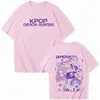 Kpop Demon Hunter 2025 Camiseta Popular de Anime Harajuku Cuello Redondo Camisa Casual Regalo Negro Blanco Gris